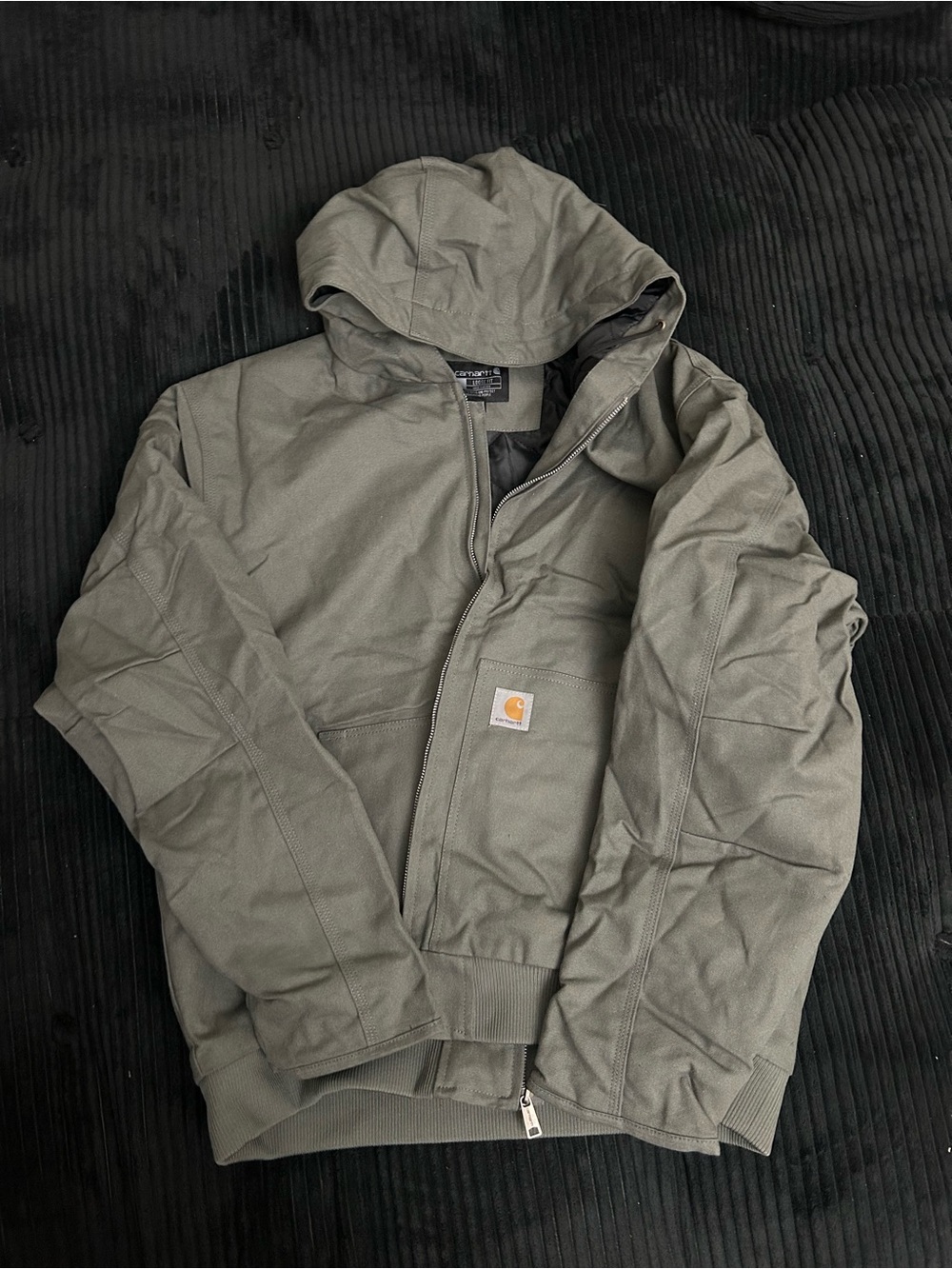 Carhartt Men's Hooded Puffer Jacket in Olive